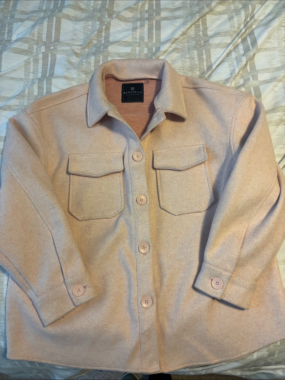 Bagatelle Collection Blush Pink Utility Shacket with Chest Pockets